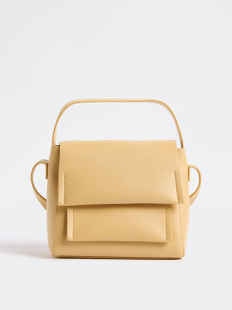 Westside Accessories Yellow Flap Detail Crossbody Sling Bag
