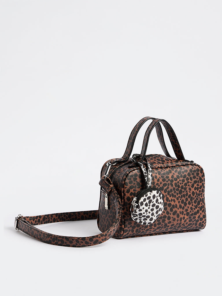 Westside Brown Animal Printed Sling Bowling Bag with Pouch