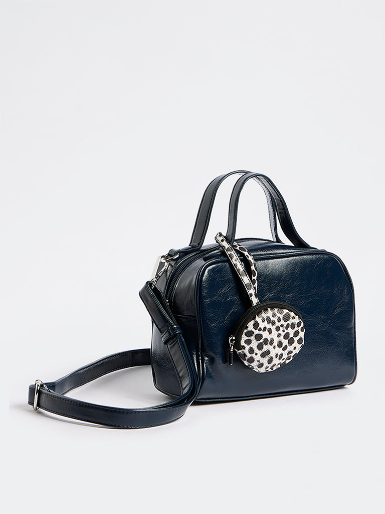 Westside Navy Textured Sling Bowling Bag with Pouch