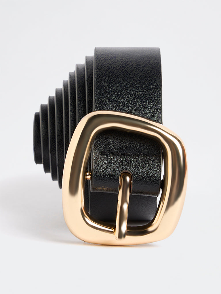 Westside Accessories Black Square Puff Buckle Belt