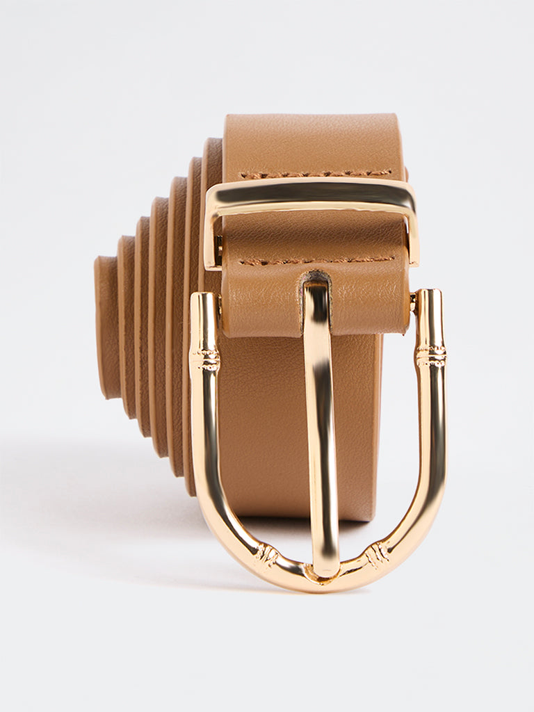 Westside Accessories Light Brown Gold Buckle Belt