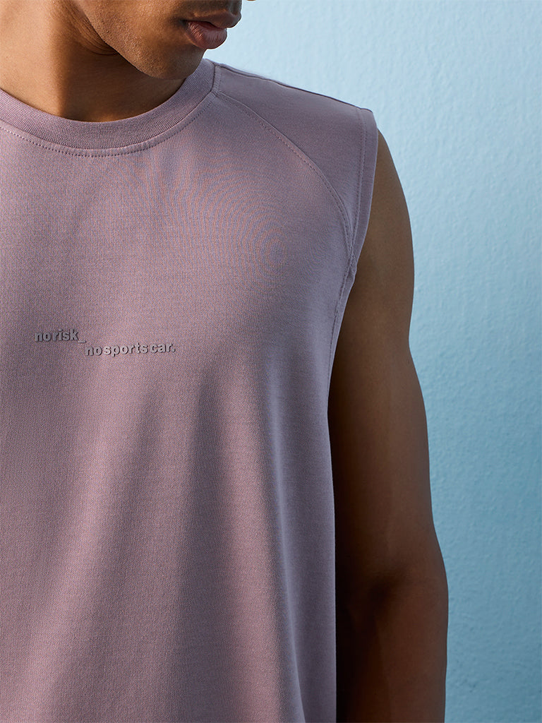 Nuoflexx Mauve Text-Design Relaxed-Fit Cotton-Blend T-Shirt