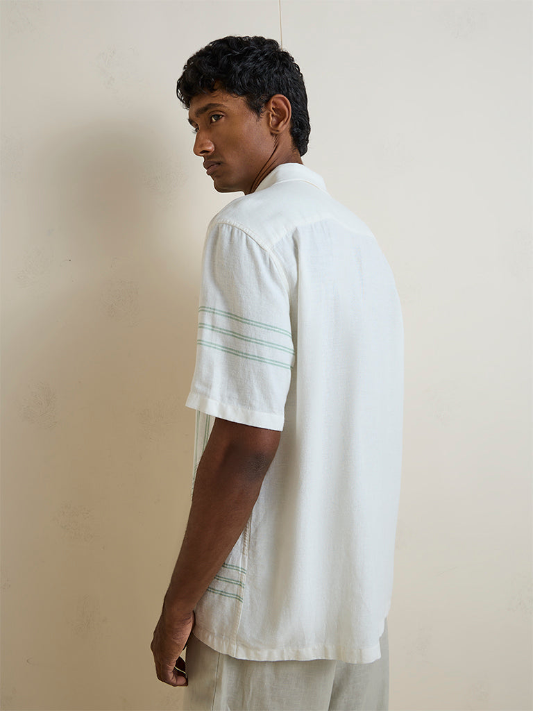 Ascot Off-White Geometric Pattern Relaxed-Fit Shirt