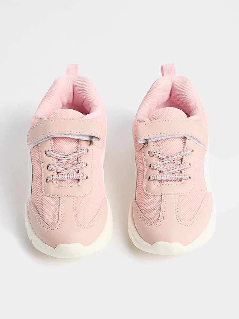 Yellow Pink Mesh Detailed Lace-Up Sneakers
