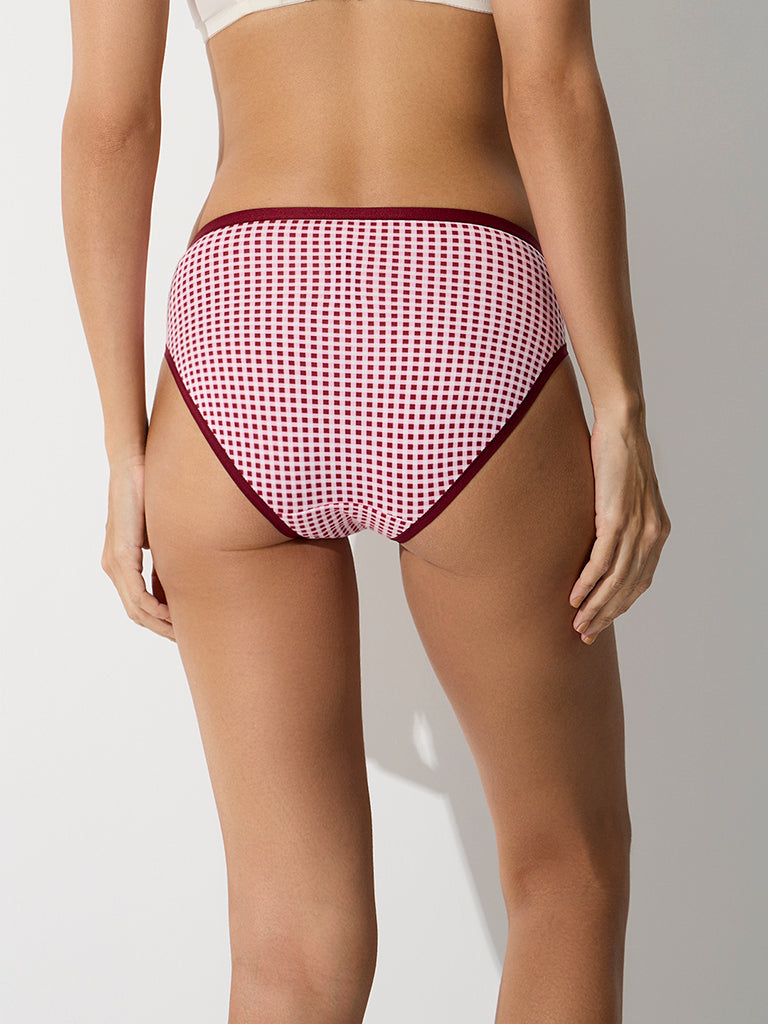 Wunderlove 3 - Pack Checkered Cotton-Blend Hi-Leg Briefs