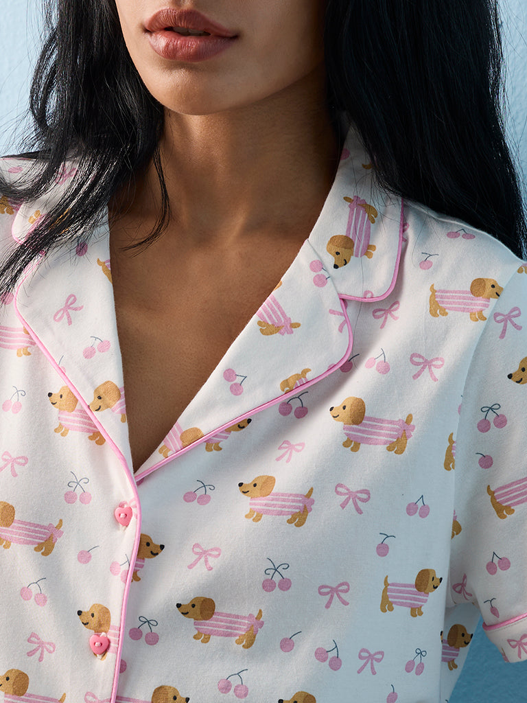 Superstar Off-White Animal Printed Shirt and Shorts Set