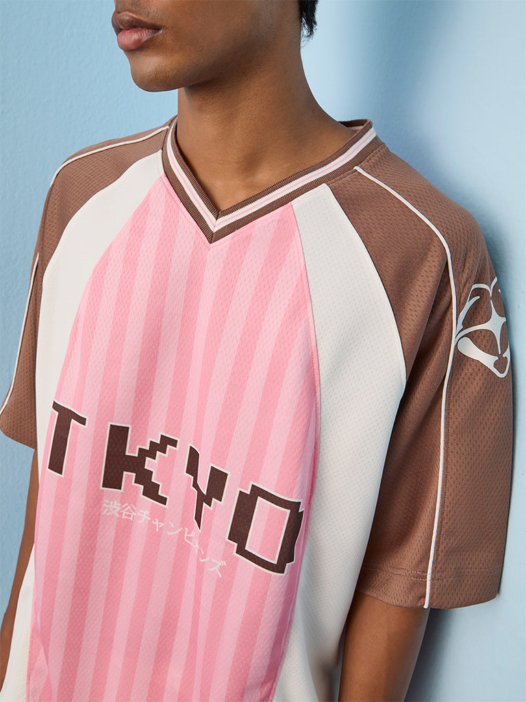 Nuon Pink Text-Printed Oversized T-Shirt