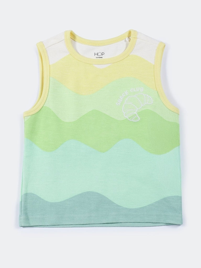 HOP Kids Boys Multi-Colored Striped Cotton T-Shirt