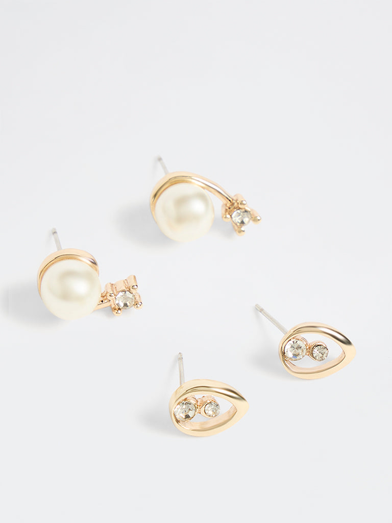 Westside Accessories Gold Stud Earrings - Pack of 2