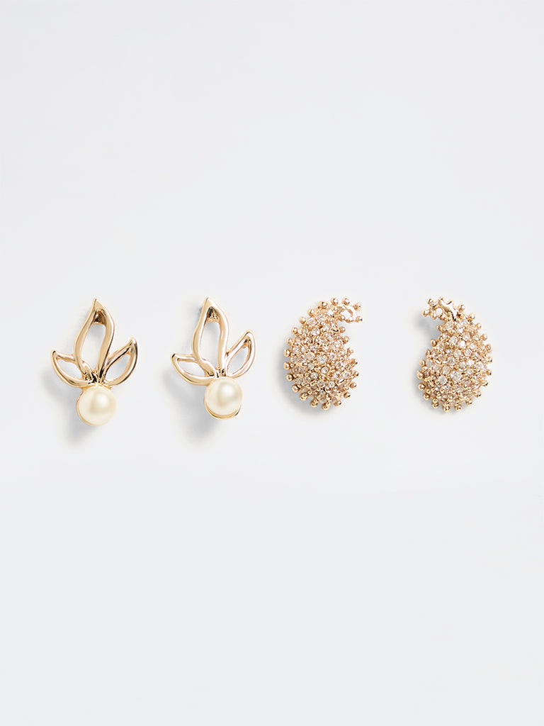 Westside Accessories Gold Stud Earrings - Pack of 2