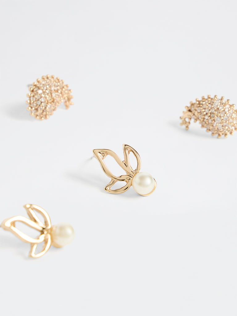 Westside Accessories Gold Stud Earrings - Pack of 2