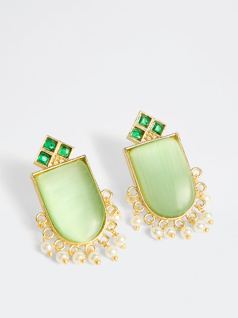 Westside Accessories Green Artisanal Stud Earrings