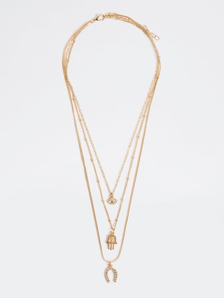 Westside Accessories Gold Layered Pendant Necklaces