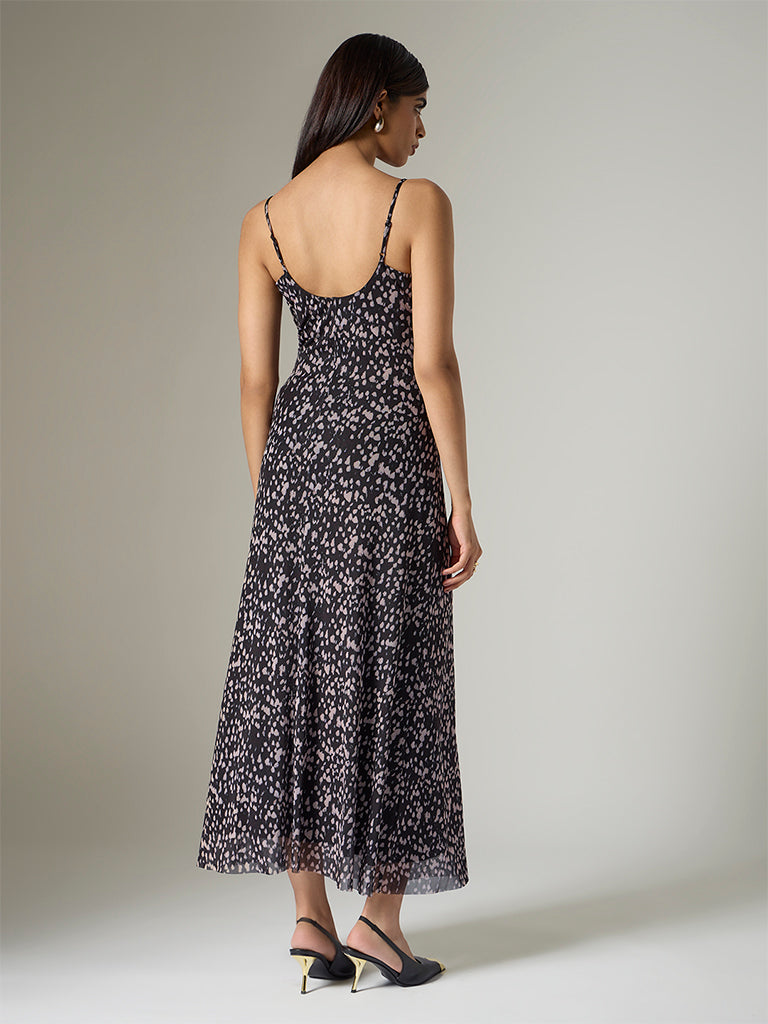 Wardrobe Black Printed A-Line Dress