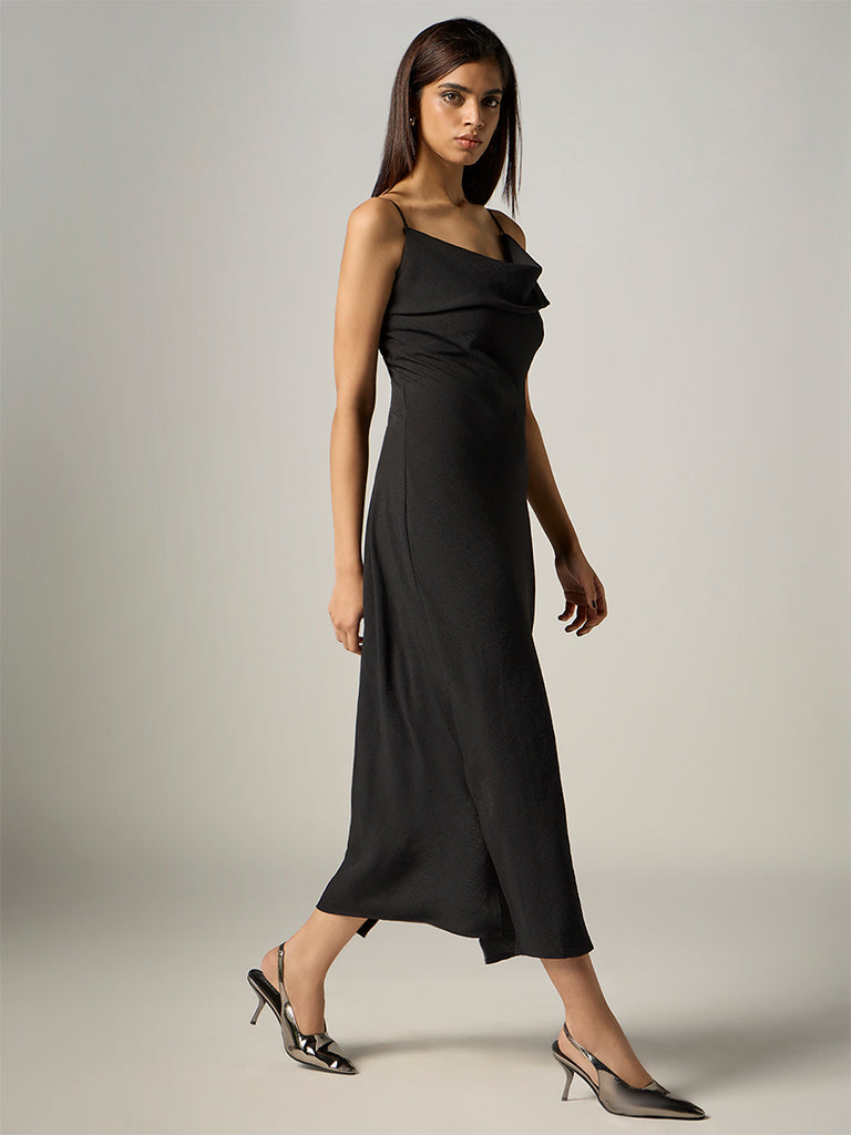 Wardrobe Black Cowl-Neck Straight Dress
