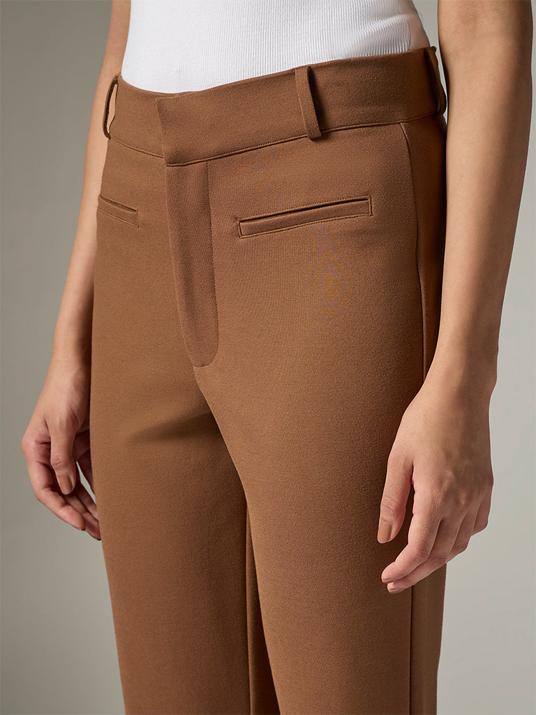 Wardrobe Brown Solid High-Rise Trousers