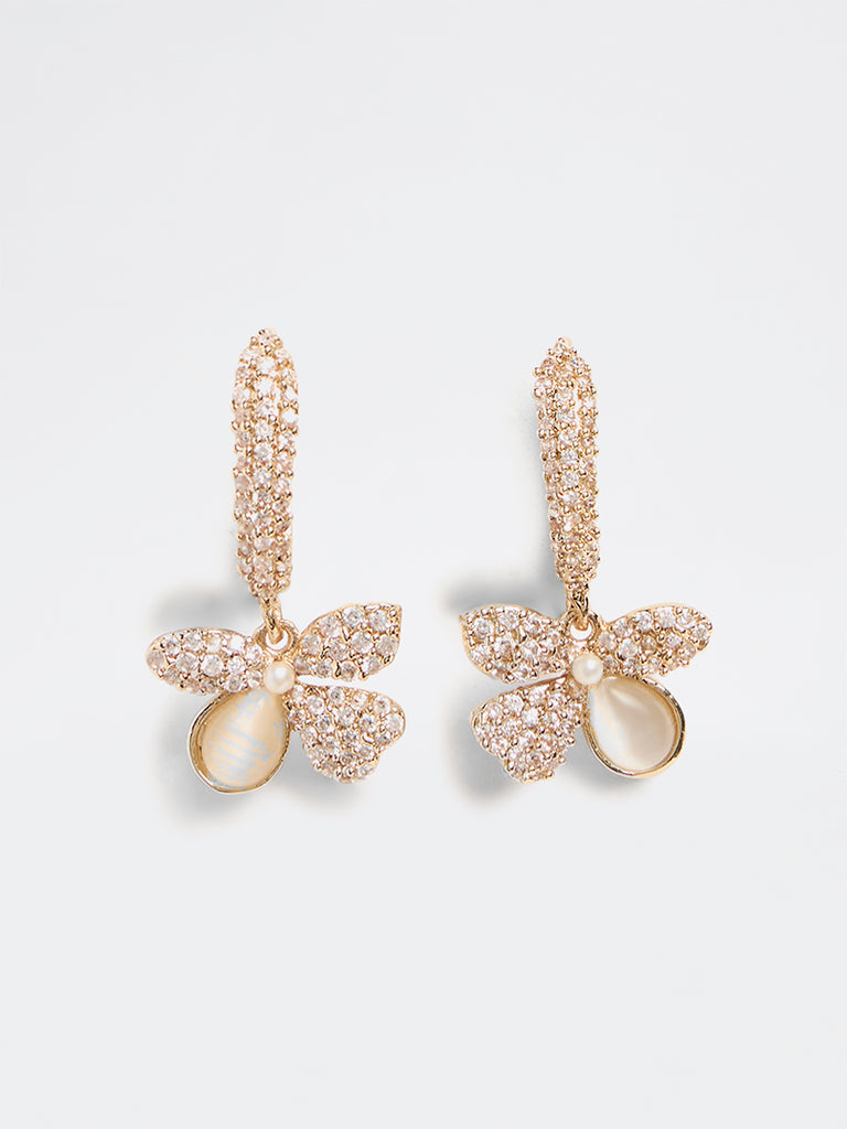 Westside Accessories Gold Embellished Floral Earrings
