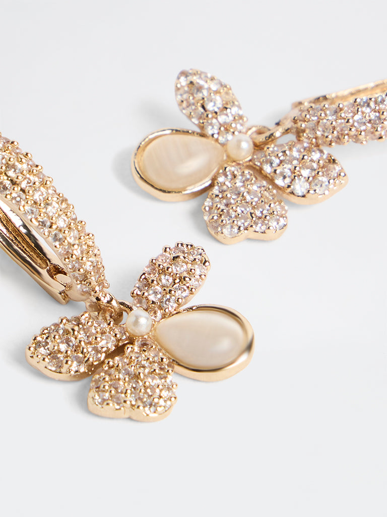 Westside Accessories Gold Embellished Floral Earrings