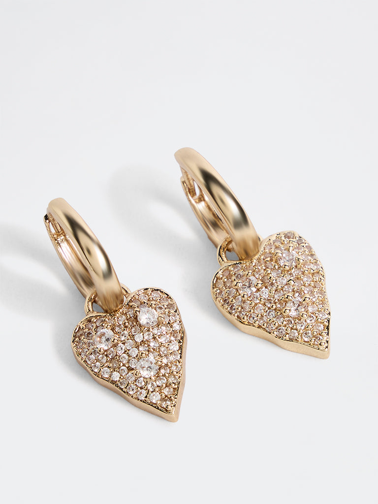 Westside Accessories Gold Embellished Heart Earrings