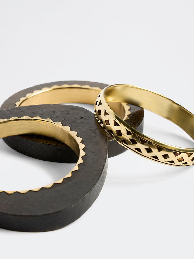 Westside Accessories Dark Brown and Gold Bangles - Pack of 3