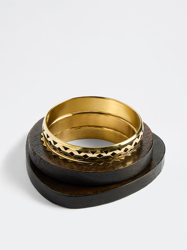Westside Accessories Dark Brown and Gold Bangles - Pack of 3