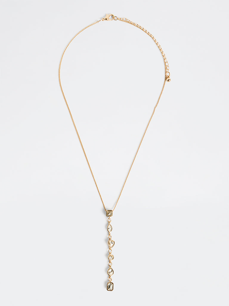 Westside Accessories Gold Diamante Y-Chain Necklace