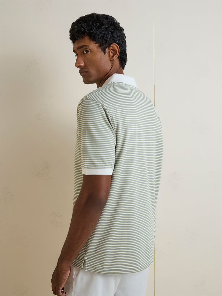 WES Casuals Sage Striped Relaxed-Fit Cotton-Blend T-Shirt