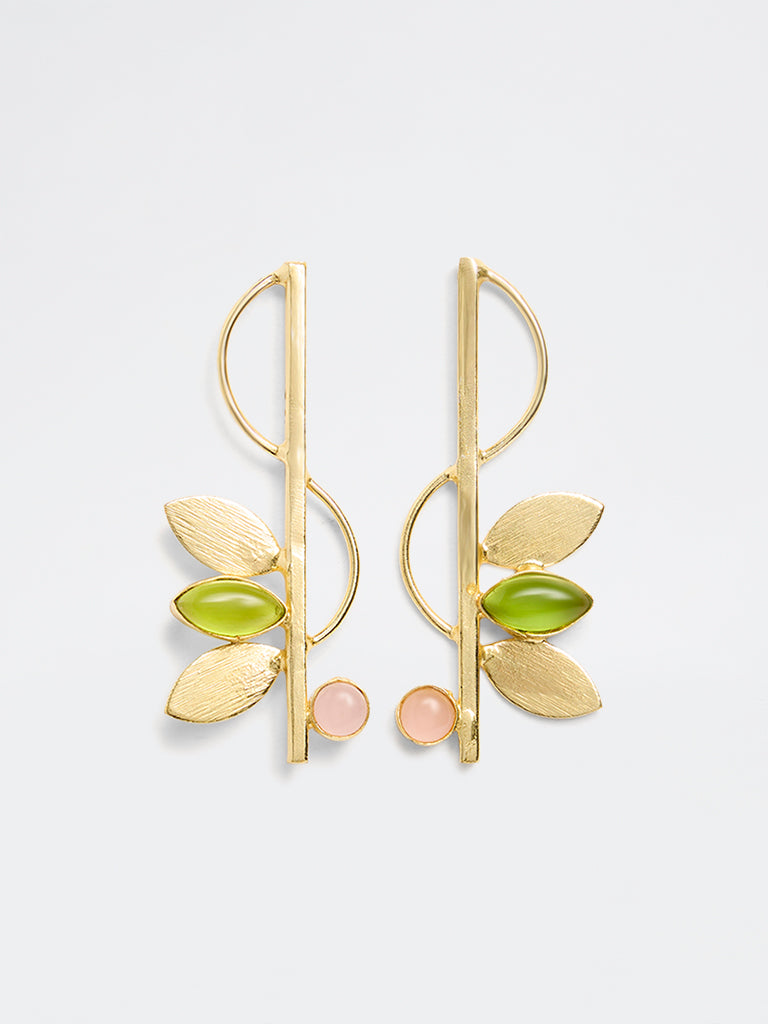 Westside Accessories Gold Leaf Design Statement Earrings