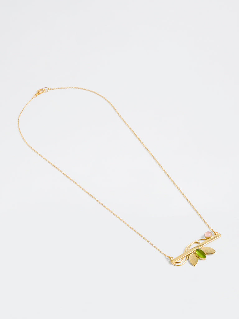 Westside Accessories Gold Leaf Design Statement Necklace