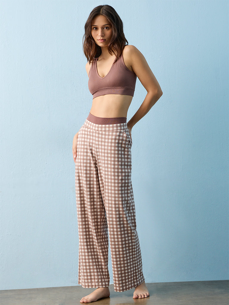 Superstar Light Brown Ribbed-Textured Seam-Free Bra