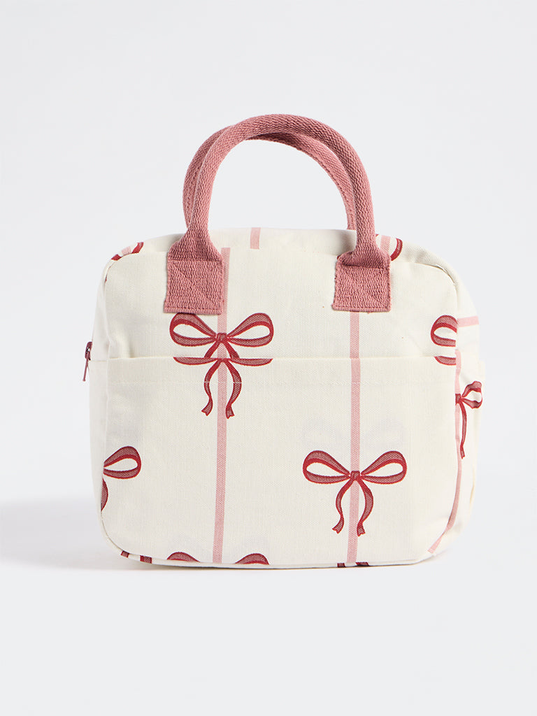 Westside Home White Bow Printed Lunch Bag