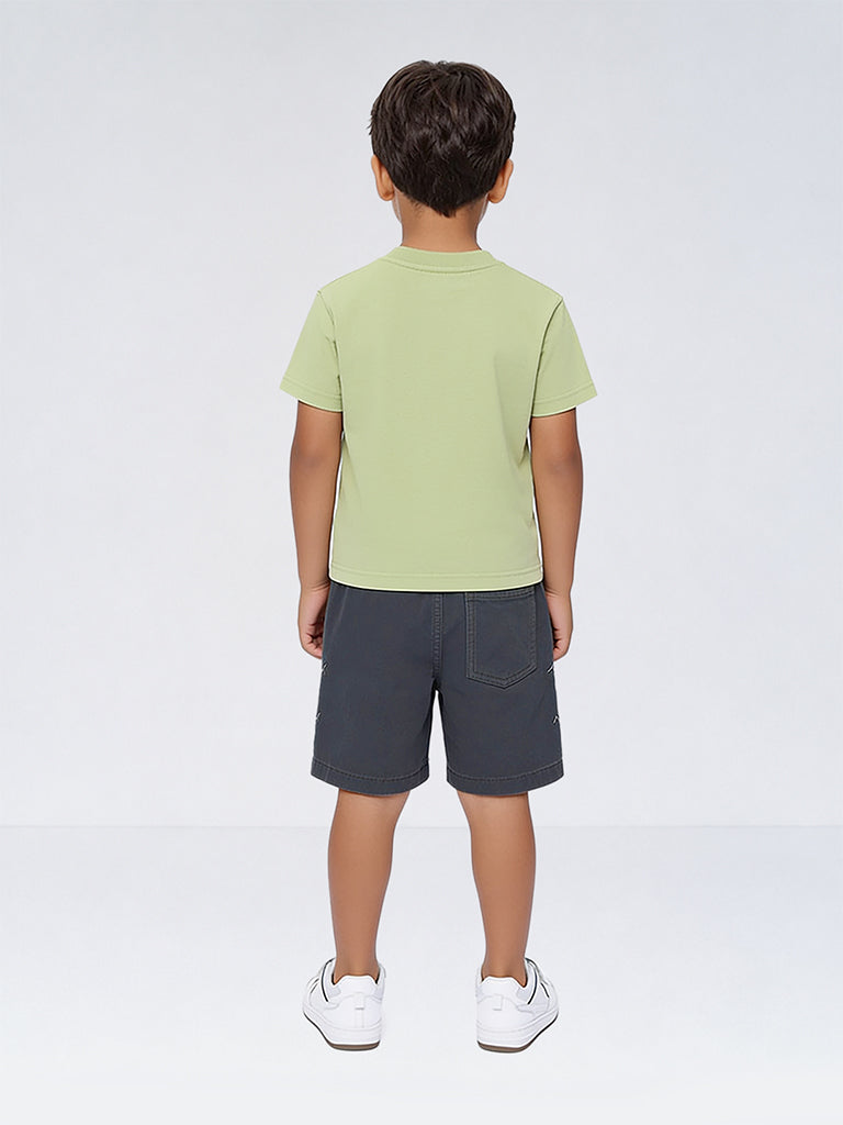 HOP Kids Boys Olive Cargo-Style Mid-Rise Cotton Shorts