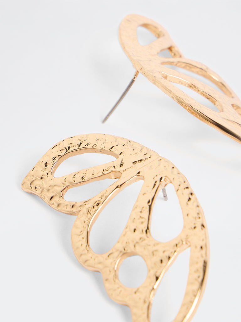 Westside Accessories Gold Textured Butterfly Earrings