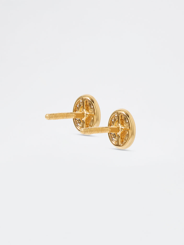 Unisex Oval Halo Lab Diamond Signet Stud Earrings