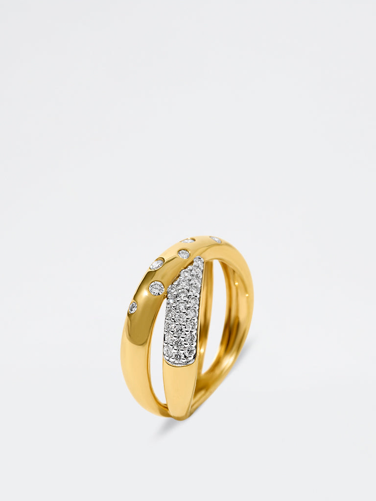 Cross-Cross Pave Lab Diamond Ring