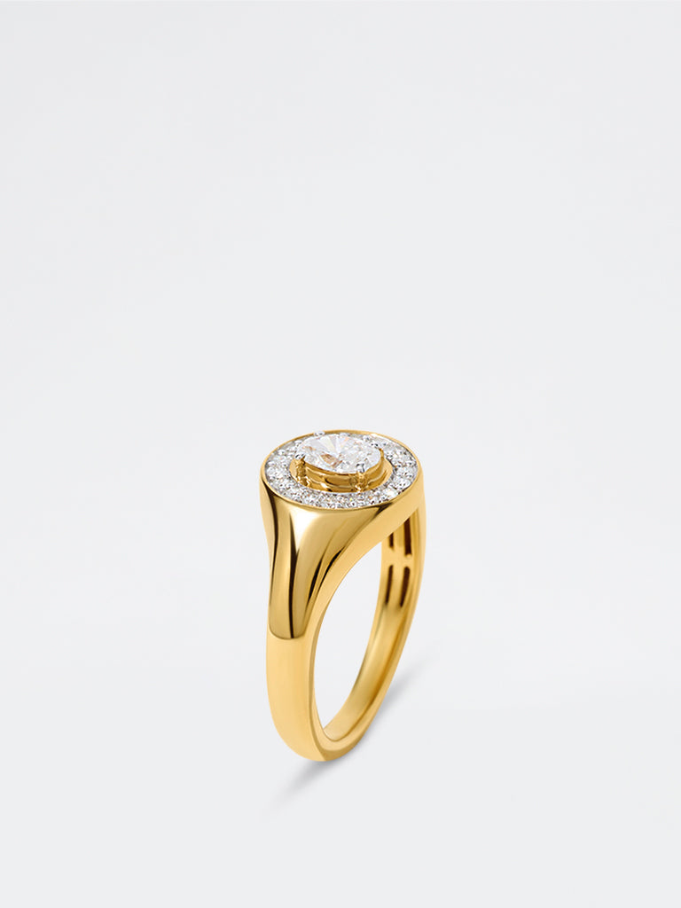 Unisex Oval Halo Lab Diamond Signet Ring