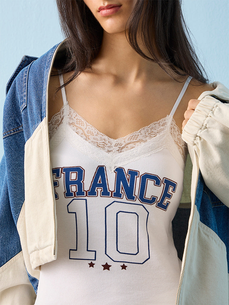 Nuon White France Strappy Football T-Shirt