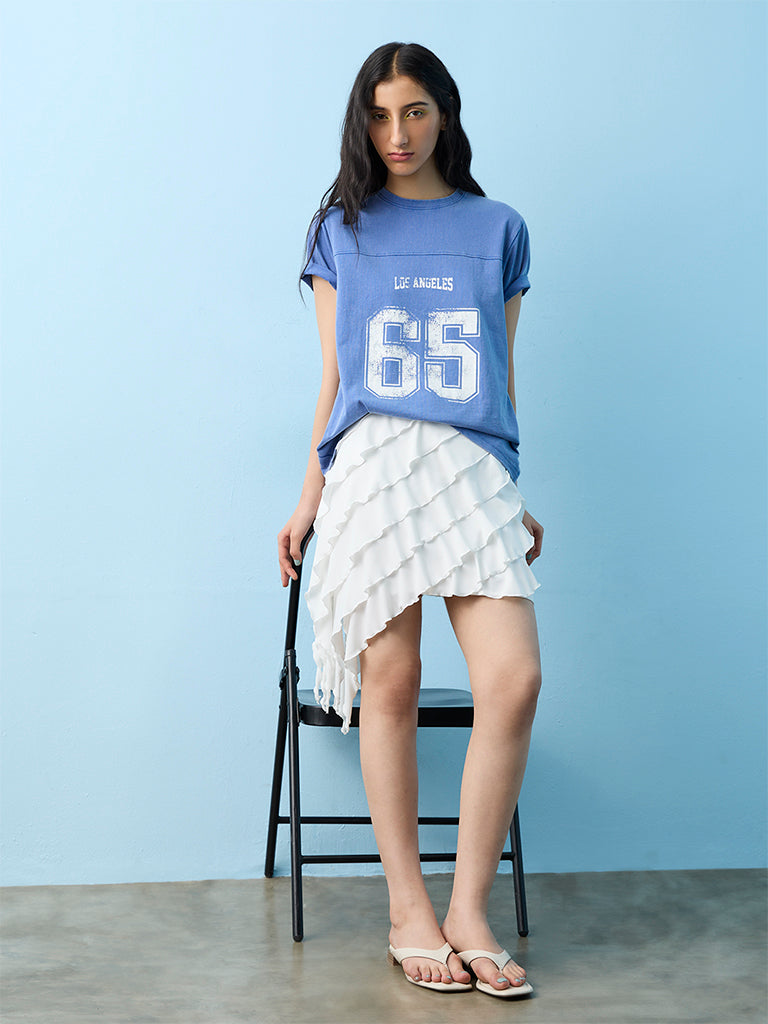 Nuon Blue Numerical Printed T-Shirt