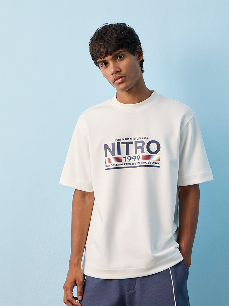 Nuoflexx Off-White Graphic Printed Relaxed-Fit Cotton-Blend T-Shirt