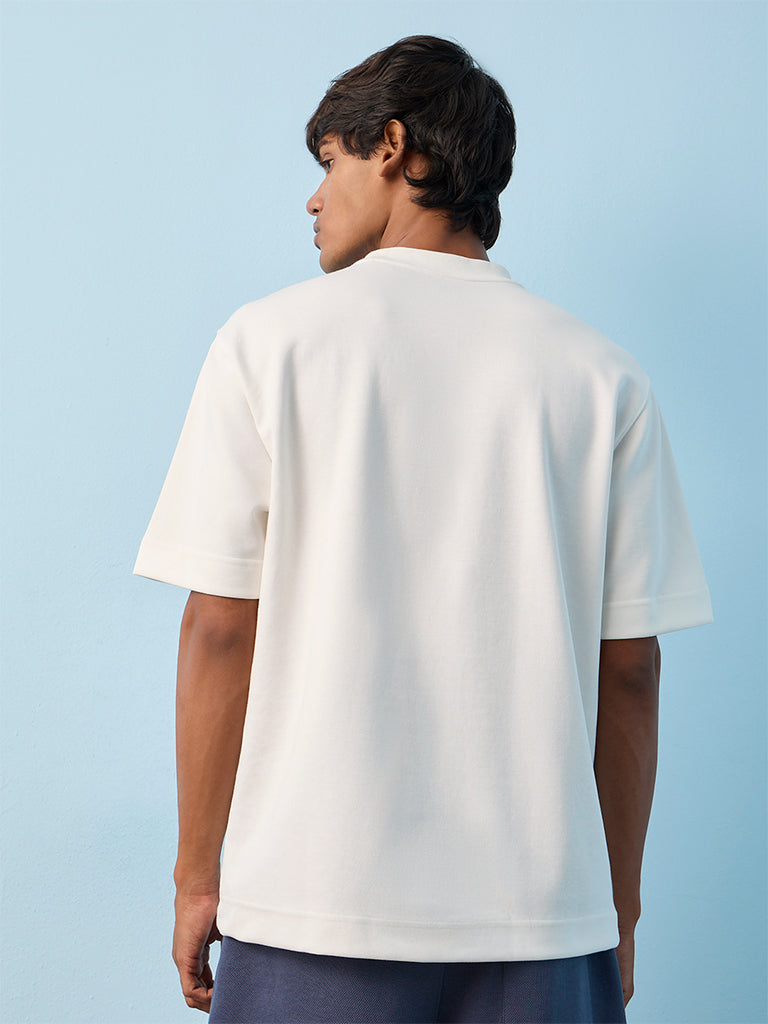 Nuoflexx Off-White Graphic Printed Relaxed-Fit Cotton-Blend T-Shirt
