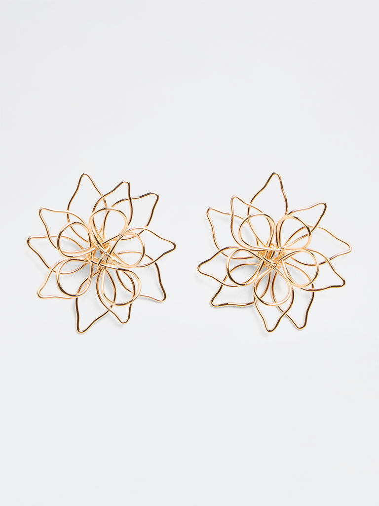 Westside Accessories Gold Floral Statement Stud Earrings