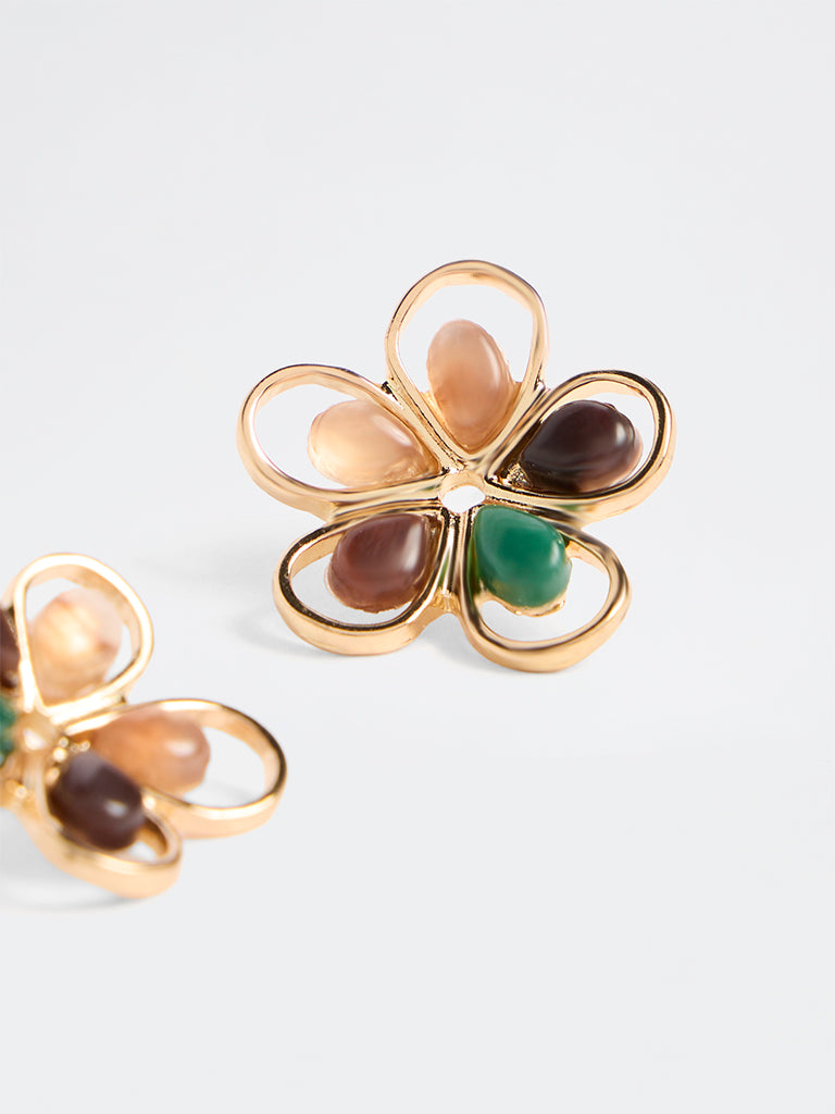 Westside Accessories Multicolour Floral Statement Stud Earrings