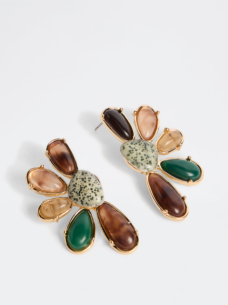 Westside Accessories Multicolour Half Floral Stud Earrings