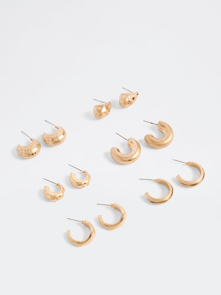 Westside Accessories Gold Stud and Hoop Earrings - Pack of 6