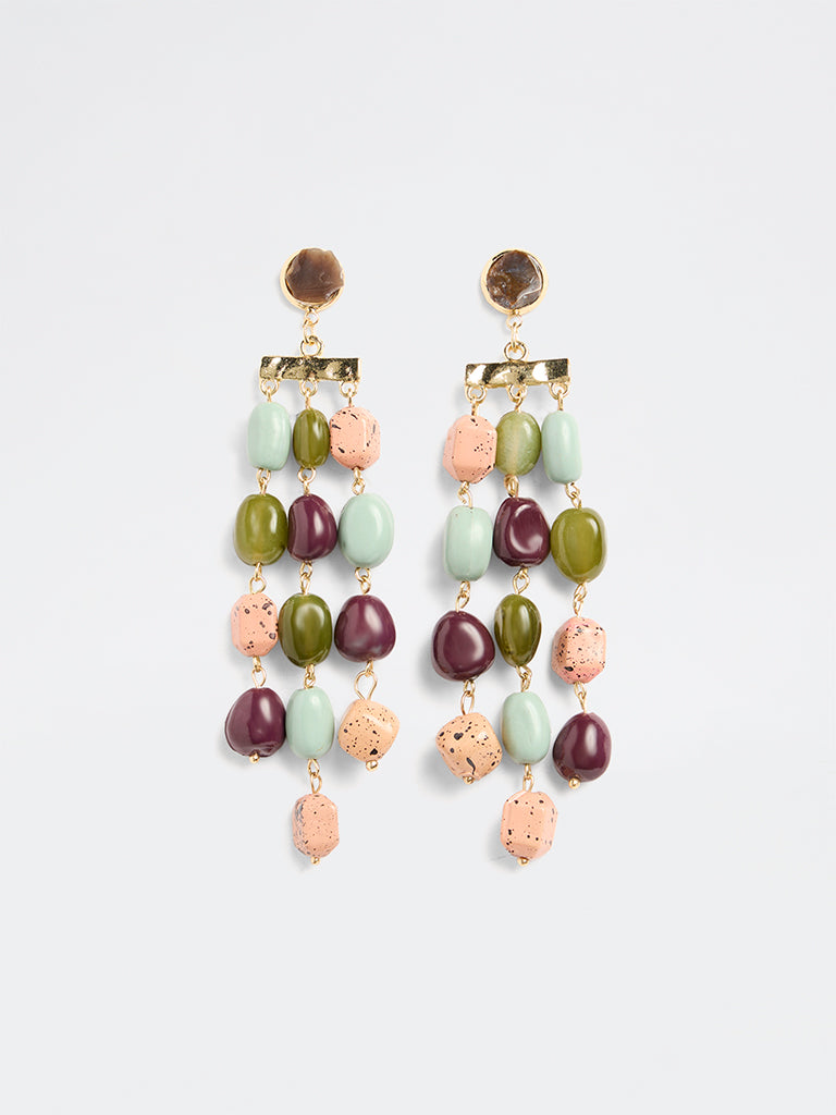 Westside Accessories Multicolour Stone Statement Dangler Earrings