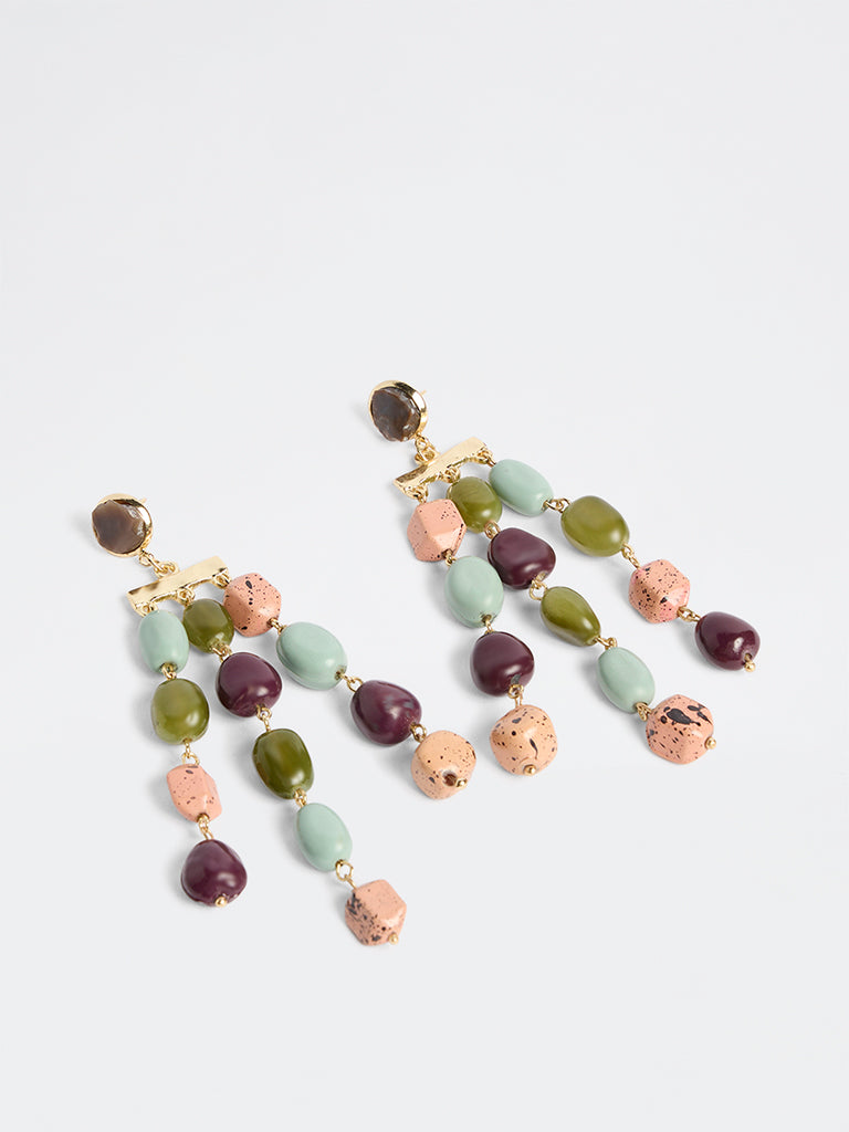 Westside Accessories Multicolour Stone Statement Dangler Earrings