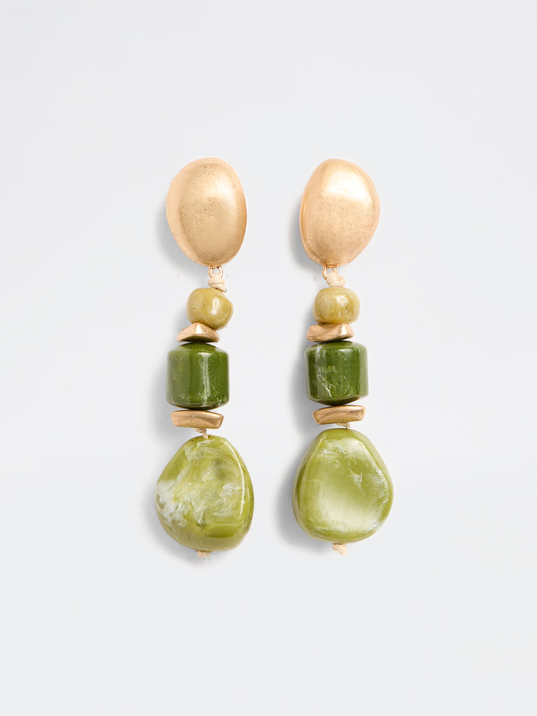 Westside Accessories Green Beaded Statement Earrings