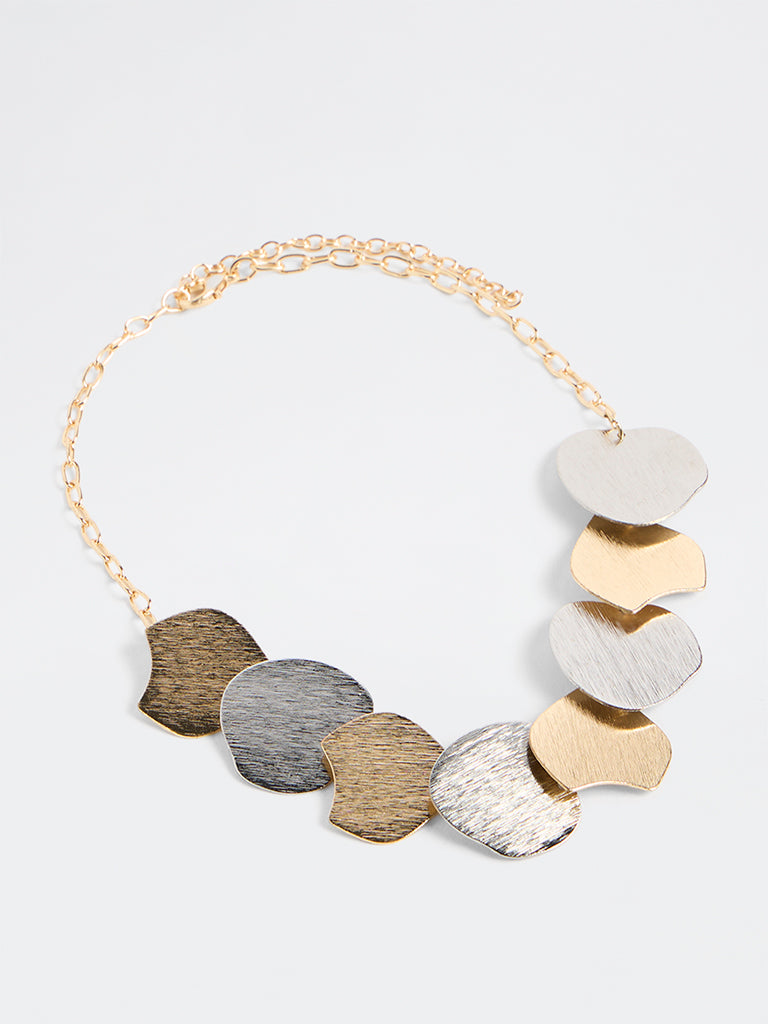 Westside Accessories Gold and Silver Multi-Disc Statement Short Necklace
