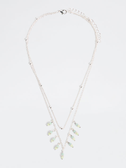 Westside Accessories Silver Beaded Double Layered Chain Necklace