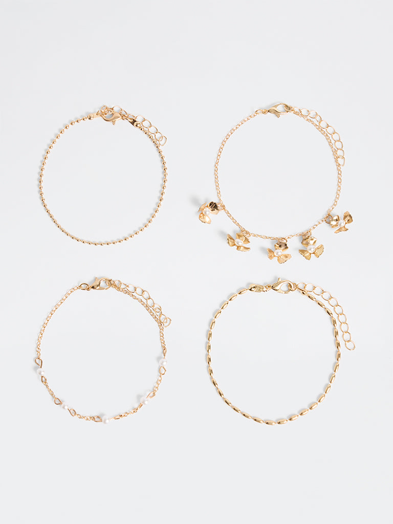 Westside Accessories Gold Assorted Chain Bracelets - Pack of 4
